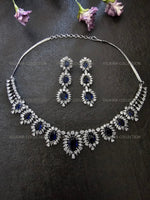 Load image into Gallery viewer, Victoria Sapphire Blue CZ Diamond Necklace Set
