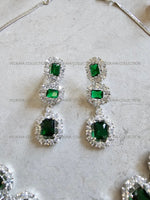 Load image into Gallery viewer, Elizabeth Emerald Green CZ Diamond Necklace Set
