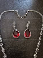 Load image into Gallery viewer, Mila Red Pendant CZ Diamond Necklace Set
