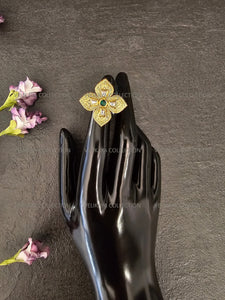 Green Flower Kundan Ring