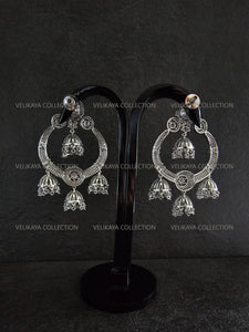 CZ Diamond Chaandbali Jhumka in Silver