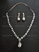 Load image into Gallery viewer, Rose Gold Plated Crystal &amp; Pearl Necklace
