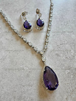 Load image into Gallery viewer, Mila Purple Pendant CZ Diamond Necklace Set
