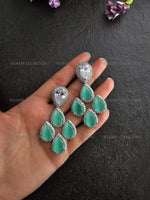 Load image into Gallery viewer, Tear Drop CZ Earrings in Mint
