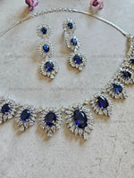 Load image into Gallery viewer, Victoria Sapphire Blue CZ Diamond Necklace Set
