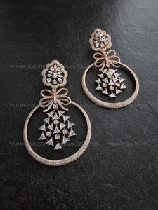 Rose Gold Bow CZ Diamond Earrings