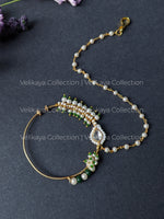 Load image into Gallery viewer, Gold Plated Kundan Nose Ring with Pearl Chain
