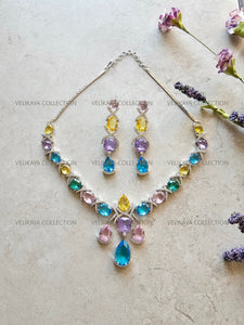 Rainbow Crystal Necklace & Earrings