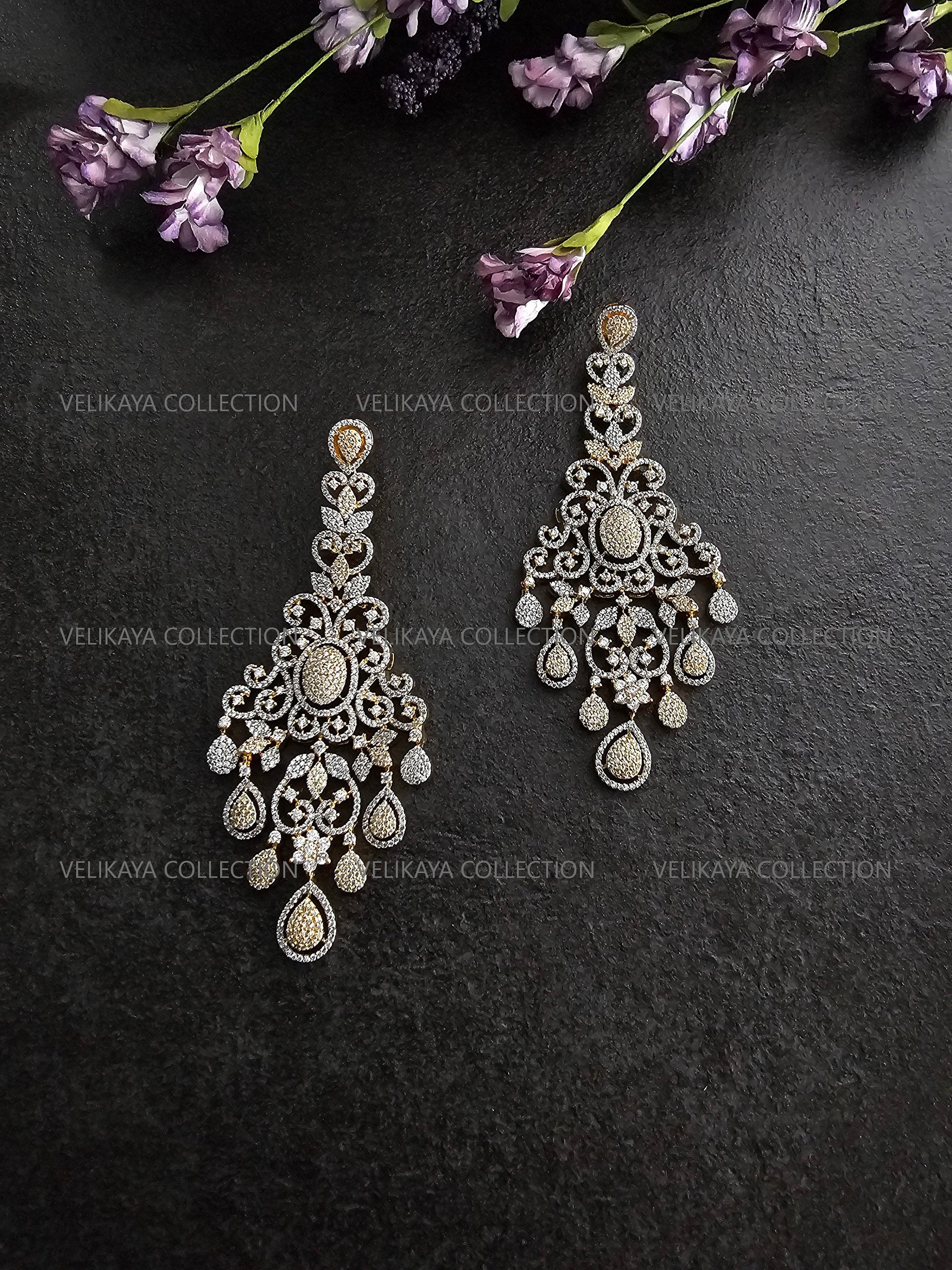 Long Victorian Earrings in Gold