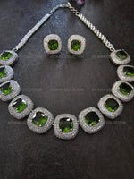 Load image into Gallery viewer, Milleni Peridot Green CZ Diamond Necklace Set
