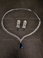 Load image into Gallery viewer, Niki Blue CZ Diamond Necklace Set
