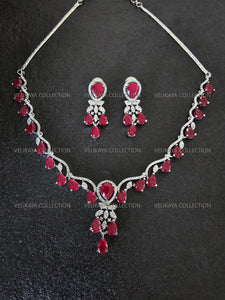 Royal Ruby Red CZ Diamond Necklace Set