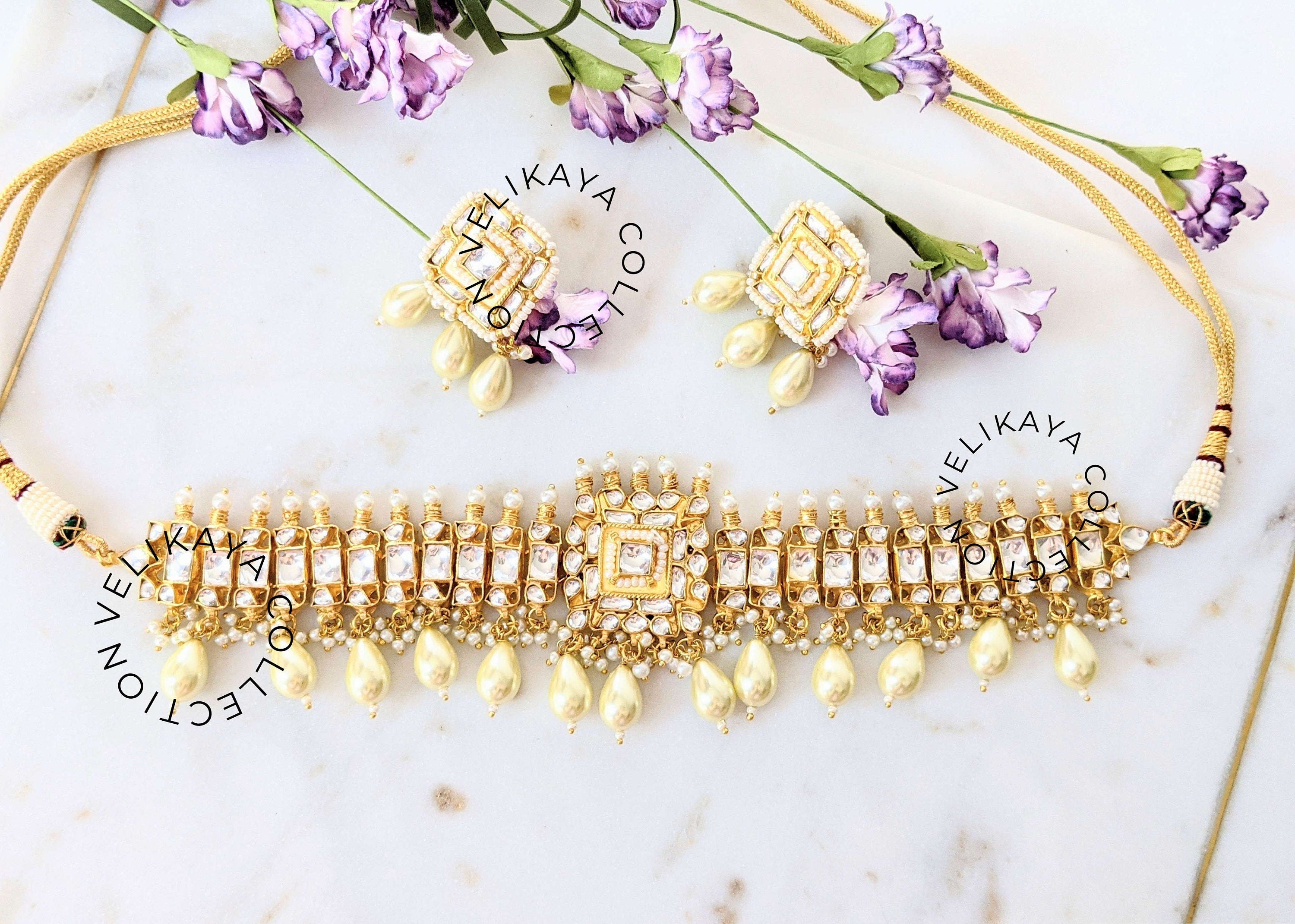 Gold Kundan Choker Necklace Set