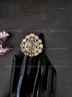 Load image into Gallery viewer, Meenakari Kundan Ring - Green White
