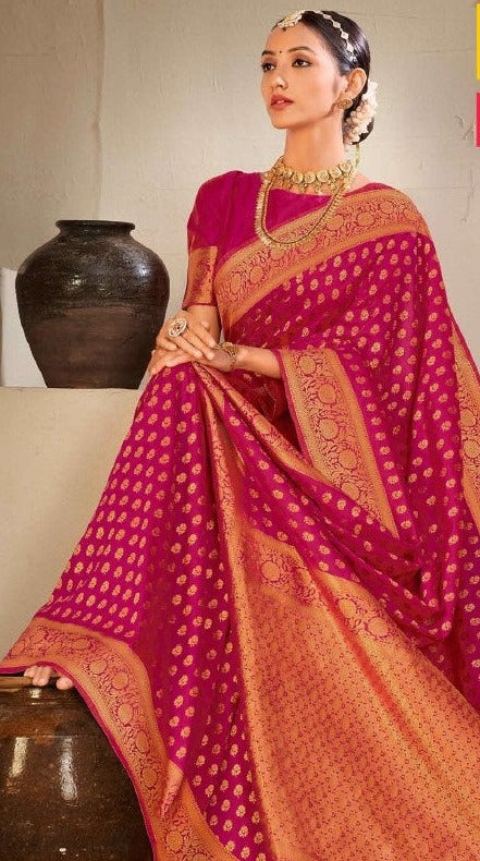 Pink Silk Saree with Blouse