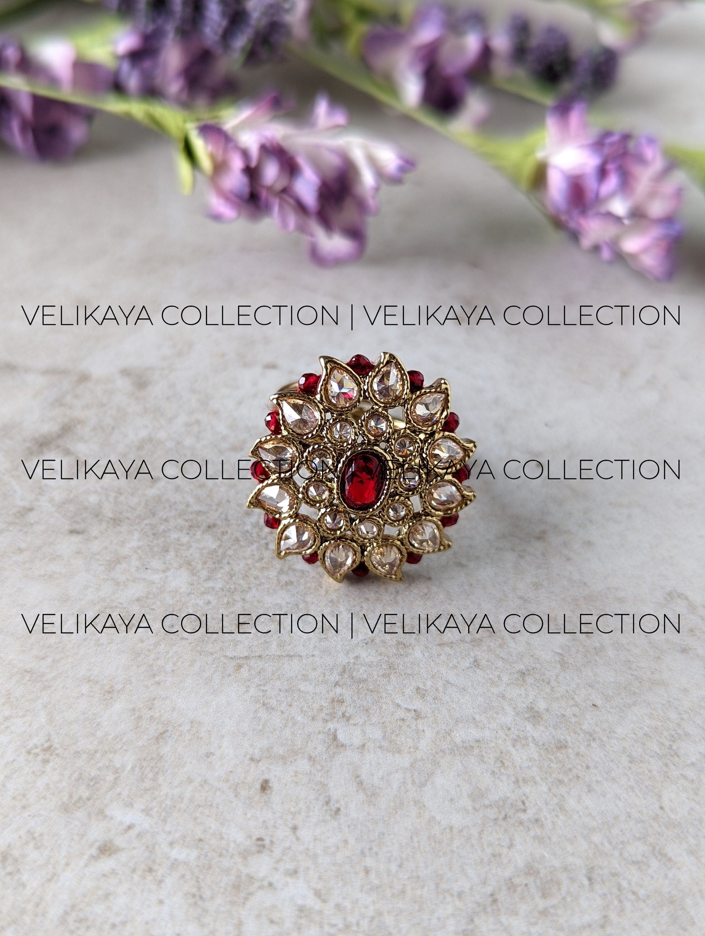 Aneesha Adjustable Party Wear Polki Rings