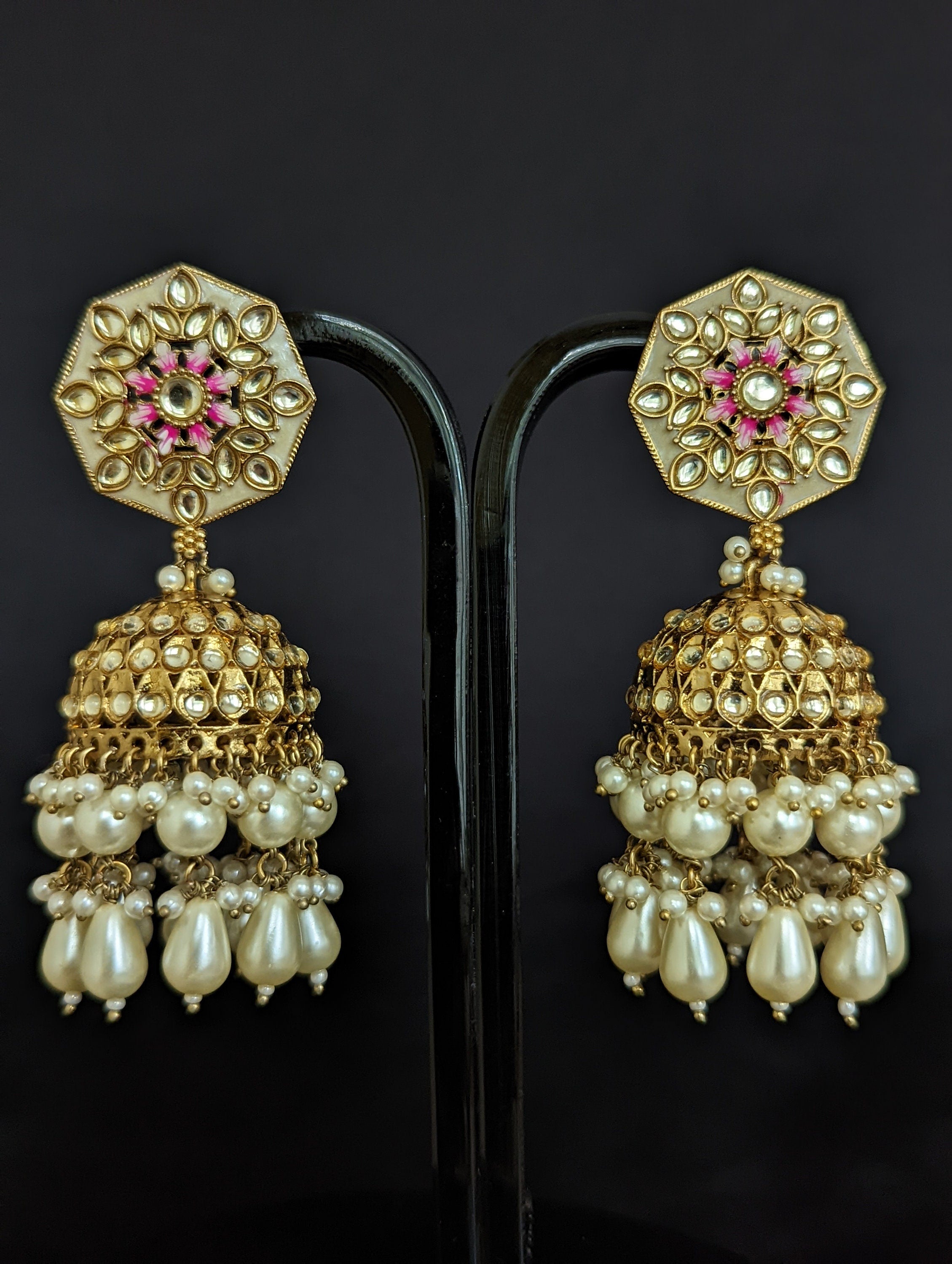 Nora Pearl Kundan Meenakari Jhumka