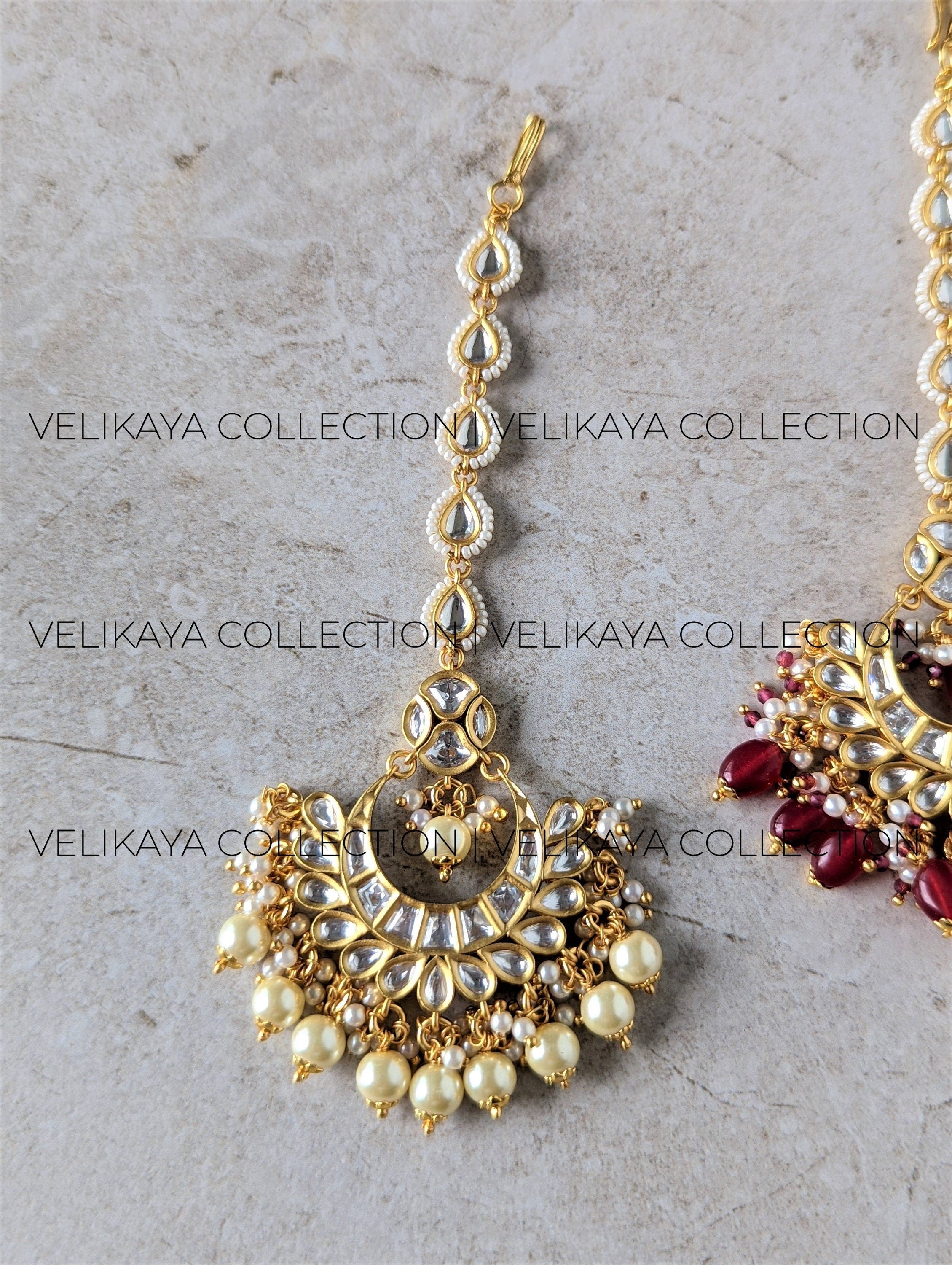 Lily Uncut Kundan Tikka - White