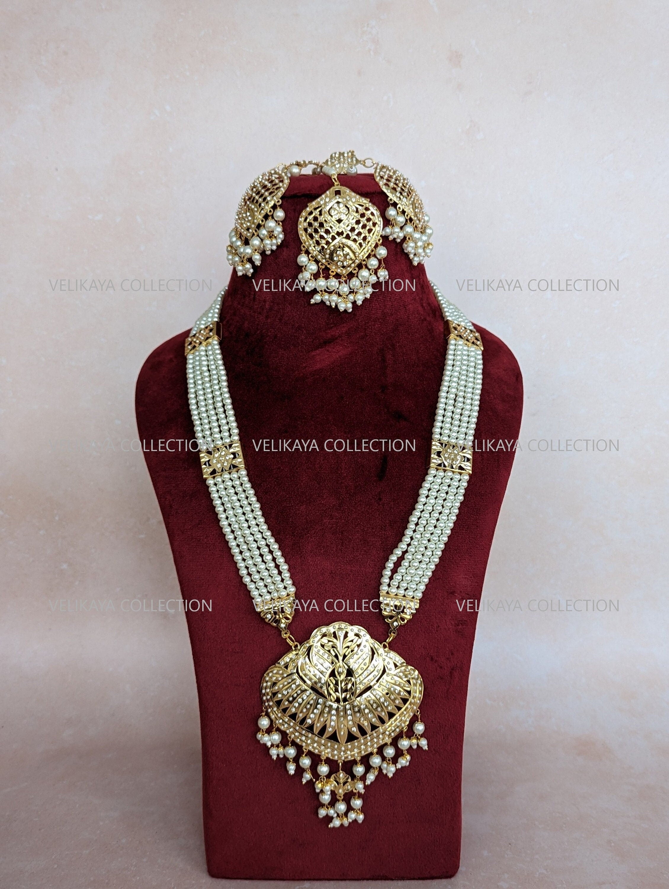 Punjabi Long Necklace Earrings Tikka