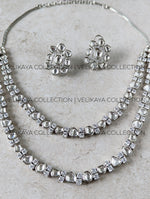 Load image into Gallery viewer, Shaheen Silver Kundan &amp; American Diamond Necklace Set
