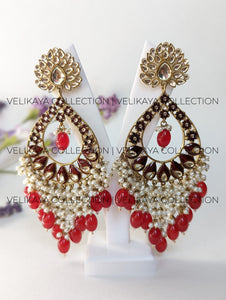 Luna Red Meenakari Chaandbali Earrings