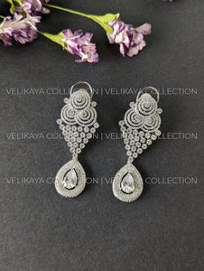 Avery Silver Cubic Zirconia Chandelier Earrings