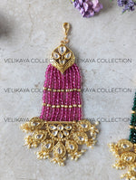 Load image into Gallery viewer, Leela  Gold Plated Fine Kundan Pasa in RED
