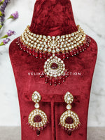 Load image into Gallery viewer, Meera - Gold Plated Uncut Kundan Polki Necklace with Statement Earrings
