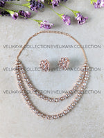 Load image into Gallery viewer, Shaheen Rose Gold Kundan &amp; American Diamond Necklace Set
