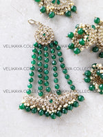 Load image into Gallery viewer, Ada - Green Wedding Necklace Jhumkas Tikka and Pasa
