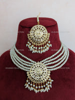 Load image into Gallery viewer, Pearl Jadau Necklace Earrings Tikka
