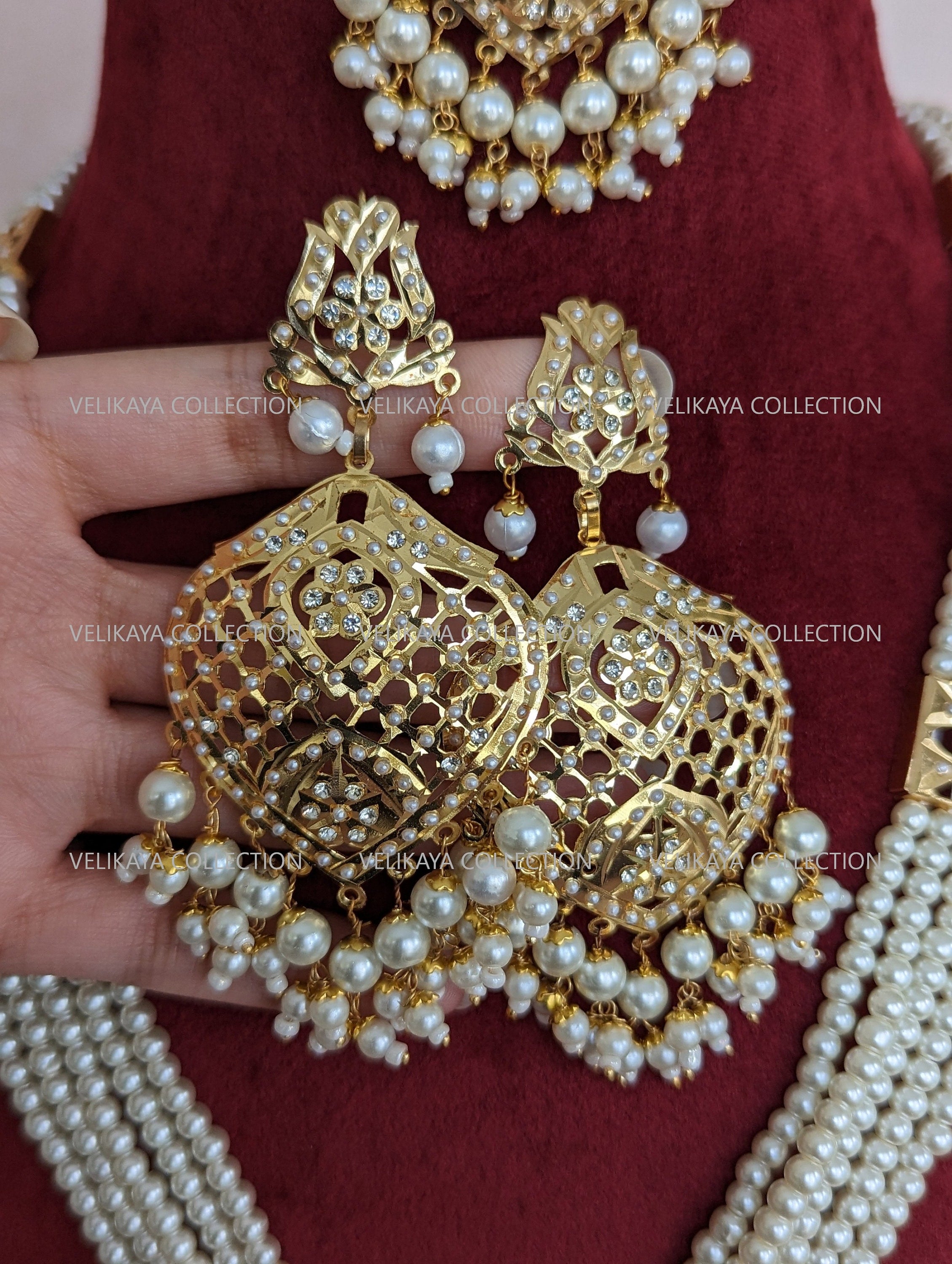 Heer Long Jadau Necklace Earrings Tikka