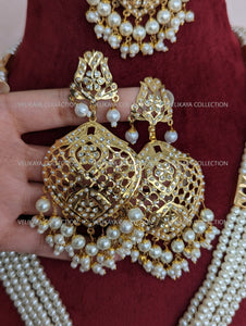 Heer Long Jadau Necklace Earrings Tikka