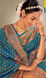 Load image into Gallery viewer, Blue Banarasi Saree and Blouse
