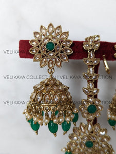 Rene Green Polki Jhumka and Tikka Set