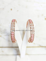 Load image into Gallery viewer, Kiara Pink Rose Gold Plated American Diamond Bangle Bracelets
