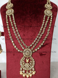 Heera - Long Polki Necklace Jhumkas Tikka