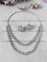 Load image into Gallery viewer, Shaheen Silver Kundan &amp; American Diamond Necklace Set
