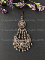 Load image into Gallery viewer, Amna Rose Gold American Diamond Side Tikka Pasa
