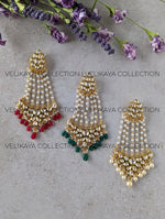 Load image into Gallery viewer, Raveena Gold Plated Premium Kundan Pasa in RED
