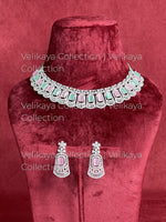 Load image into Gallery viewer, Nima Mint Silver American Diamond Necklace Set
