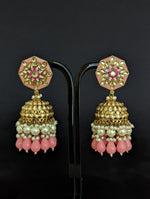 Load image into Gallery viewer, Nora Pink Kundan Meenakari Jhumka
