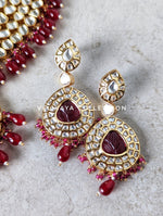 Load image into Gallery viewer, Meera - Gold Plated Uncut Kundan Polki Necklace with Statement Earrings
