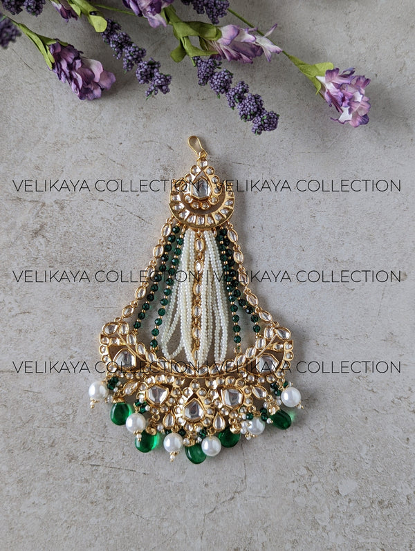 Amal Green Gold Plated Kundan Wedding Pasa