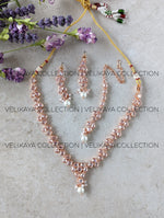 Load image into Gallery viewer, Ada Rose Gold Plated Necklace Earrings and Tikka
