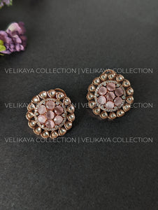 Raveena Rose Gold plated Kundan Studs with American Diamonds