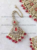 Load image into Gallery viewer, Jodha - Ruby Red Polki Choker Necklace Set
