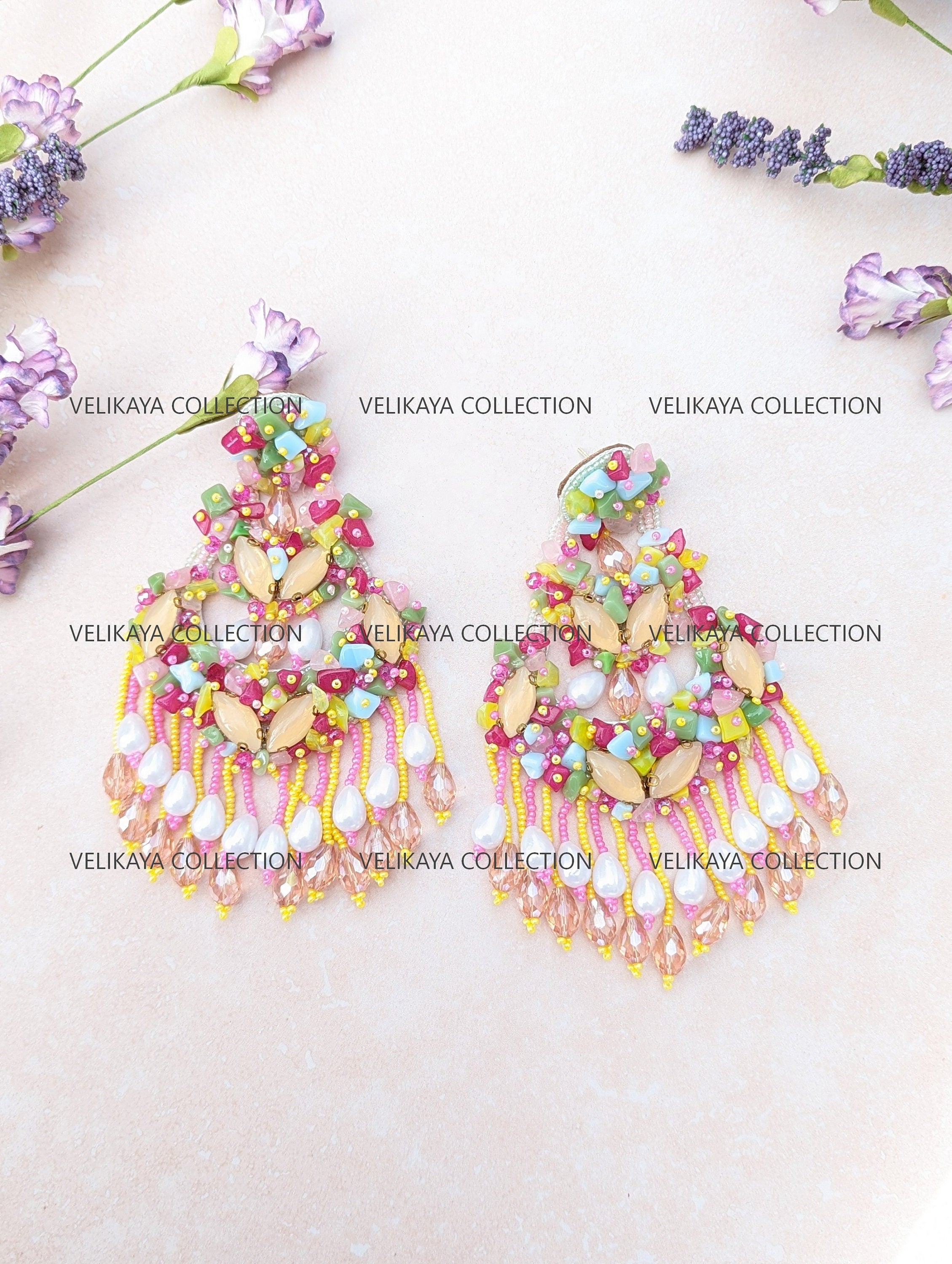 Statement Beaded Chandelier Earrings