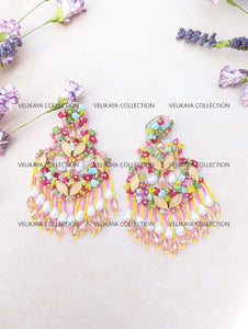 Statement Beaded Chandelier Earrings