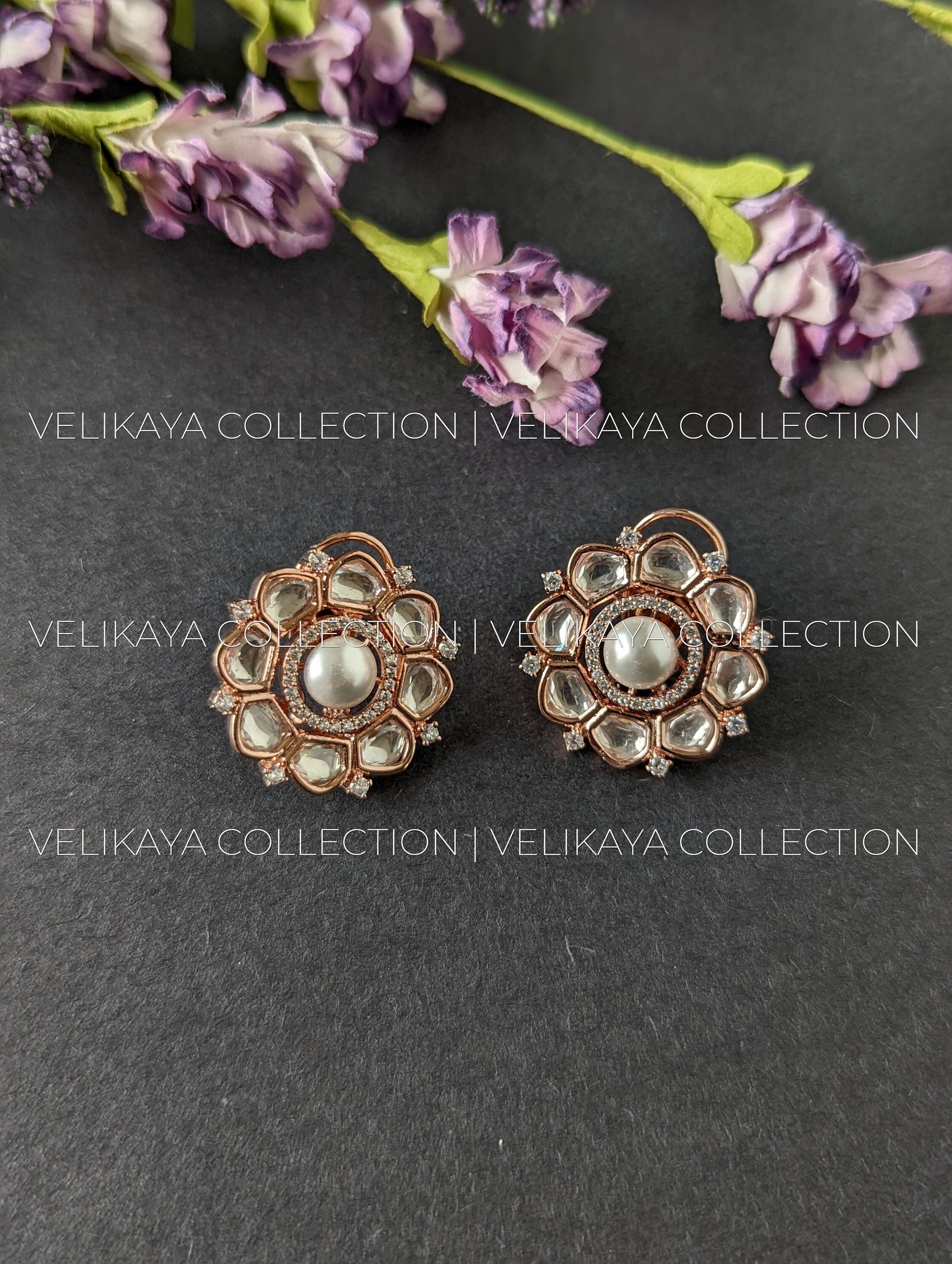 Jane Rose Gold plated Kundan Studs